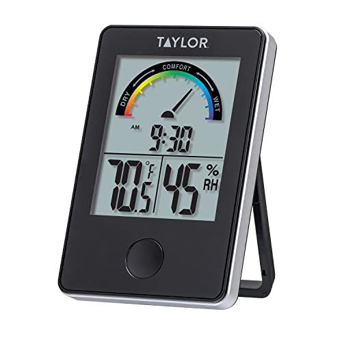 Taylor Digital Indoor Comfort Level Thermometer and Hygrometer, Black