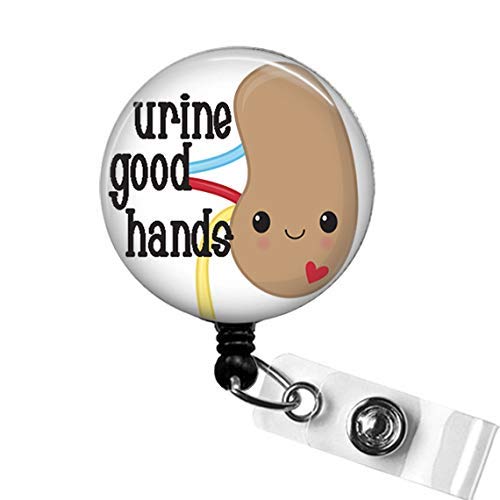 URINE GOOD HANDS Badge Reel Holder, Kidney Medical Badge Reel, Renal Nurse Reel Holder, Dialysis Tech Badge Reel, Funny Kidney Nurse Badge Reel