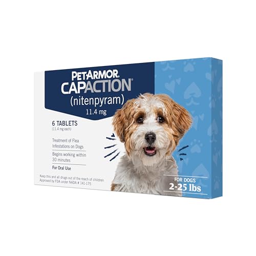 PetArmor CAPACTION (nitenpyram) Oral Flea Treatment for Dogs, Fast Acting Tablets Start Killing Fleas in 30 Minutes, Dogs 2-25 lbs, 6 Doses