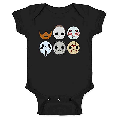 Pop Threads Horror Masks Monster Scary Movie Halloween Spooky Infant Baby Boy Girl Bodysuit Black 6M