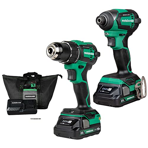 Metabo HPT 18V MultiVolt Cordless Brushless Driver Drill & Impact Driver Combo Kit | Includes 2-18V 2.0Ah Batteries | Lifetime Tool Warranty | KC18DEXQB