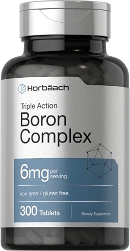 Horbaach Triple Boron Complex 6 mg Supplement | 300 Tablets | Vegetarian, Non-GMO & Gluten Free | Triple Action Boron Citrate, Boron Glycinate, Boron Asparate