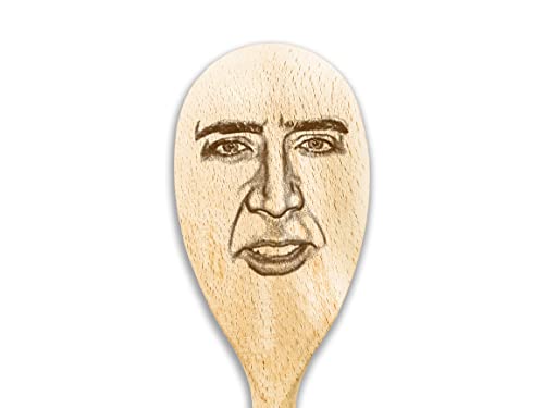 Nicolas Cage Features On Wooden Spoon Nic Cage On Things Gifts For Birthday Housewarming Gift Funny Meme Chef Gift Graduation Gift New university Student (1 Spoon)