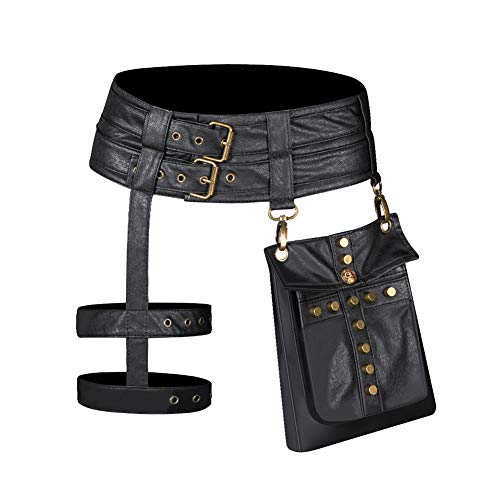 Waist Bag Belt Purse Fanny Pack Crossbody Motorcycle Hiking Phone Holder Wallet Vintage Leather Casual Fashion Daypack Gothic Festival Costume Hip Pouch for Women Men (Cox)