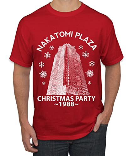 Nakatomi Plaza Christmas Party 1988 Classic McClane Die Hard Ugly Christmas Men's Graphic T-Shirt, Red, Medium