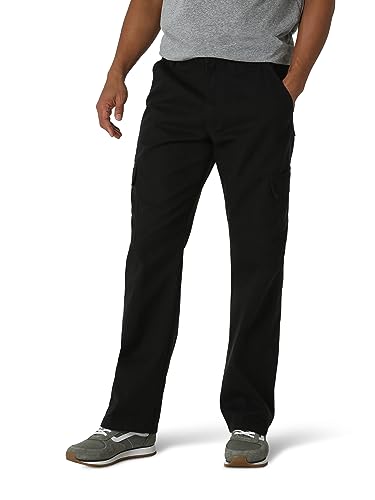 Wrangler Authentics Men's Relaxed Fit Cargo Pant (Logan), Black Twill, 42W x 30L