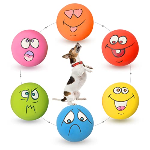 HOLYSTEED Latex Dog Squeaky Toys Rubber Soft Dog Toys Chewing Squeaky Toy Fetch Play Balls Toy for Puppy Small Pets Dog 6pcs for Mini, Small Breeds