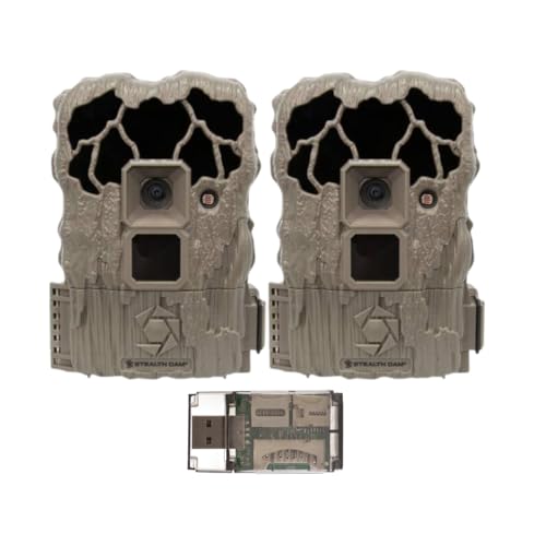 Stealth Cam Trail Camera - 22MP Image & 720p Video Capture with Veil Camo - Wildlife Surveillance & Hunting - Motion Detection & Night Vision for Outdoor Enthusiasts Bundle with Card Reader (2-Pack)