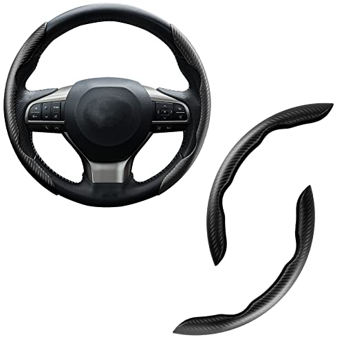 Amiss Car Carbon Fiber Anti-Skid Steering Wheel Cover, Segmented Steering Wheel Protector, Butterfly Cover, Universal 99% Car Wheel Cover Protector, Car Interior Accessories (Black)