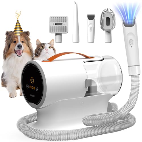 AIRROBO Dog Grooming Vacuum, Dog Grooming Kit,12000Pa Strong Pet Grooming Vacuum for Dogs, 2L Large Capacity Dog Vacuum for Shedding Grooming Hair, Dog Hair Vacuum, 5 Pet Grooming Tools, Quiet,PG100