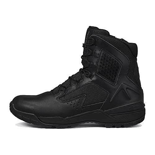 Tactical Research TR1040-ZWP 7” Waterproof Ultralight Black Tactical Boots for Men with Zipper - Leather and Nylon with BBP Lining and TR HiTRAC Outsole for Police and EMS, Black - 11 W