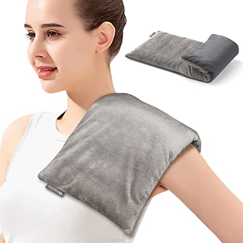 RelaxCoo Microwave Heating pad with Washable Cover 7 * 16' Microwavable Moist Heat Pad for Neck Shoulder, Cramps, Back Pain Relief, Warm Compress Rice Bean Bag Hot Pack for Muscles, Joints, Lavender