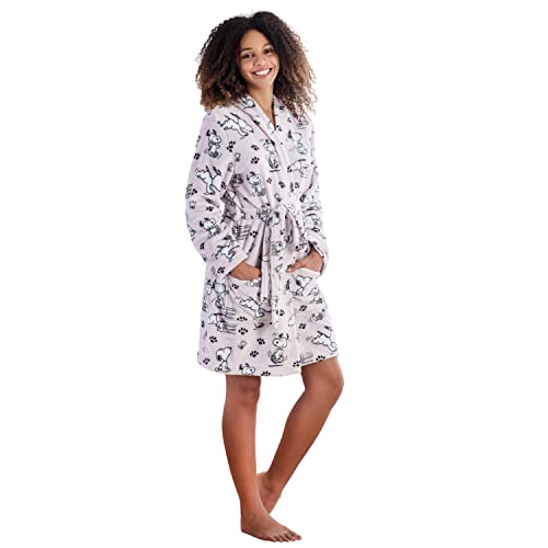 Berkshire Peanuts Women's Lightweight Short Robes,VelvetLoft Snoopy Cute Character Bathrobes(Peanuts Poses and Paws Lavender,Large)