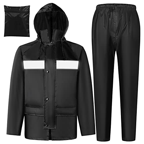 AMKsedom Rain Gear for Men Women Waterproof Lightweight Rain Suits Hideaway Hood Rain Jacket and Rain Pants for Outdoor