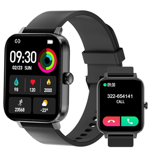 Smart Watch Full Touch Smart Watches for Android iOS Phones Compatible (Answer/Make Call) Smart Fitness Tracker Watch for Women Man Waterproof Smartwatch with Sleep/Heart Rate/sports/Step (Black)