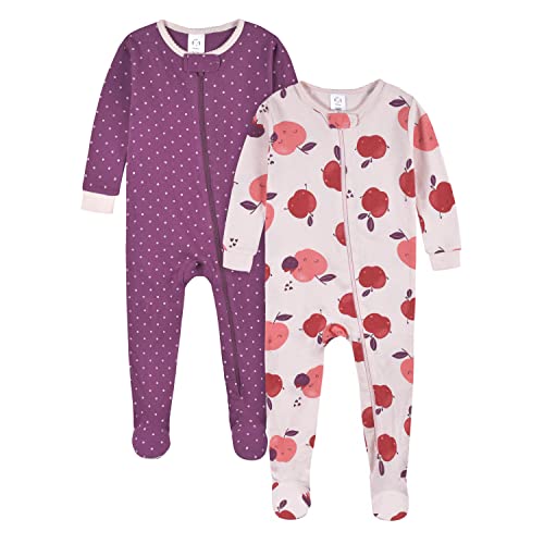 Gerber Baby Girl's 2-Pack Footed Pajamas, Fruit Lovers Purple, 18 Months