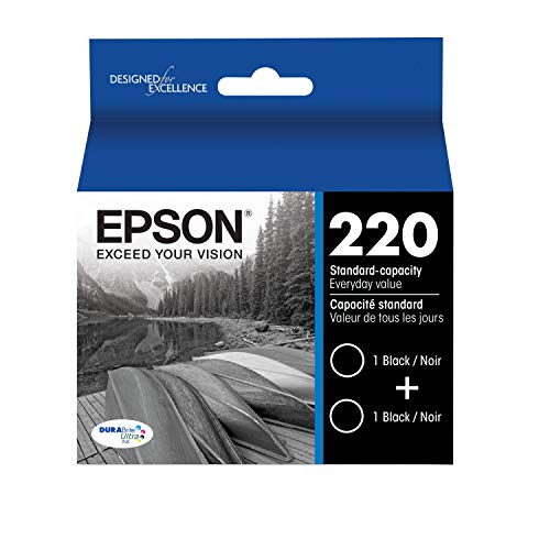 EPSON 220 DURABrite Ultra Ink Standard Capacity Black Dual Cartridge Pack (T220120-D2) Works with WorkForce WF-2630, WF-2650, WF-2660, WF-2750, WF-2760, Expression XP-320, XP-420, XP-424