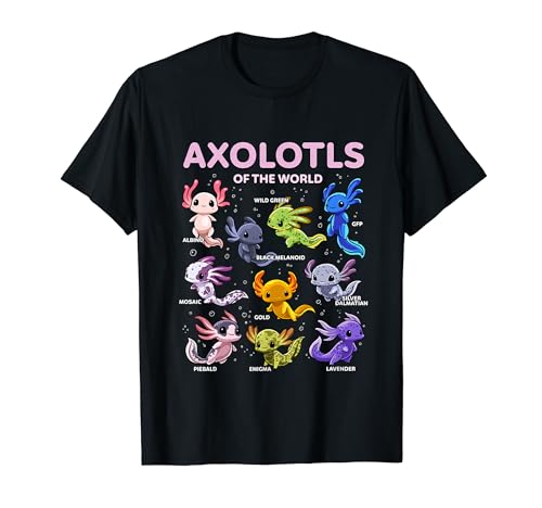 Axolotl Shirt Kawaii Axolotls of the World Axolotl Animals T-Shirt