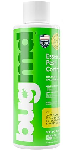 BugMD - Pest Control Essential Oil Concentrate 3.7 oz Plant Powered Bug Spray , Kills Bugs Spiders Fleas Ticks Roaches , Ant Spray Indoor for House, Bed