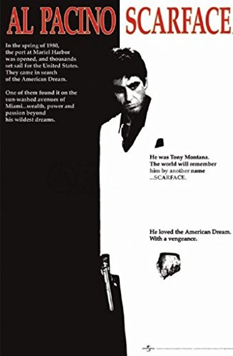 Scarface Movie (Al Pacino, Black and White) Poster Print - 24x36 Collections Poster Print, 24x36 Poster Print, 24x36