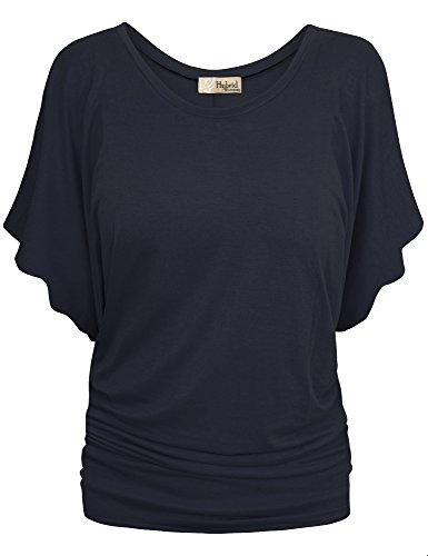 Hybrid & Company Womens Boat Neck Dolman Top Shirt KT44130 Navy Large