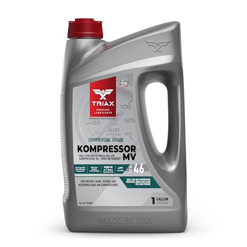 TRIAX Kompressor MV ISO 46, Multi Vis, Full Synthetic Air Compressor Oil, Non-Detergent, Rotary, Vane, Screw, Reciprocal, High Temp, 20,000 Hour Life (1 Gallon)