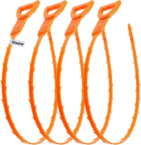 Vastar 4 Pack 25 Inch Drain Snake Hair Drain Clog Remover Cleaning Tool