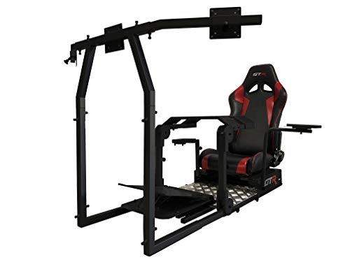 GTR Simulator GTA-Pro Racing Simulator Cockpit Home Workstation with Real Racing Seat, Racing Rig Control Mounts (Speciale Seat, Black/Red)