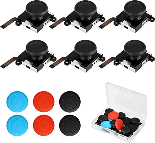 Linkstyle 3D Joystick Analog Thumb Sticks with Caps, Compatible with Nintendo Switch Lite Left and Right Joysticks, 6PCS
