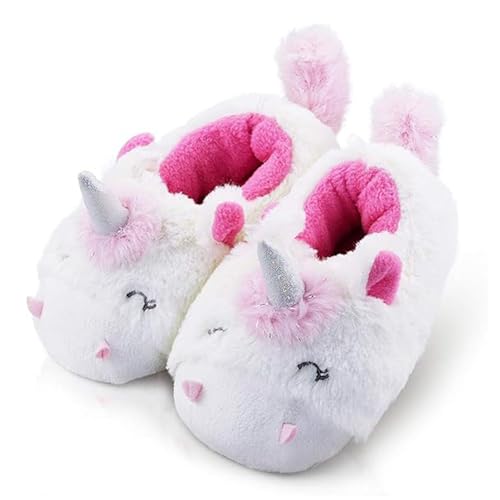 LA PLAGE Little Girl Unicorn Bedroom Slippers Wave-like Warm Cute Cozy Soft Unicorn Slippers 10-11 US Unicorn