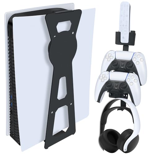 Gooditour Wall Mount Stand for Playstation 5, Controller Holder, Wall Mount Kit Including 2 Accessory Holders for Remote Controller&Headphone Set