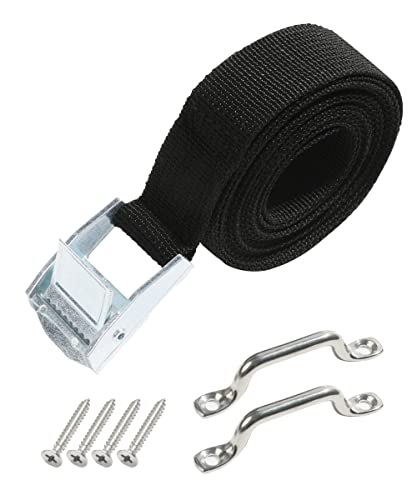 ESEWALAS 78'' Battery Tie Hold Down Strap,Battery Box Hold Down Lashing Strap with Stainless Steel Cam Buckle,Battery Tie Down Strap Kit with Deck Loop Mounts and SS Screws
