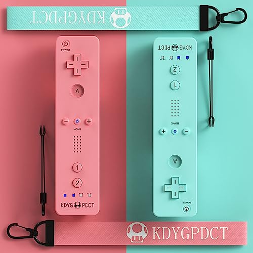 KDYGPDCT Wii Controller 2 Pack,Wii Remote Controller Black and White 2 Set with Wrist Strap for Nintendo Wii/Wii U Console(Blue + Pink)
