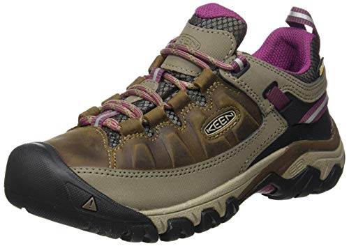 KEEN Women's Targhee 3 Low Height Waterproof Hiking Shoes, Weiss/Boysenberry, 7.5