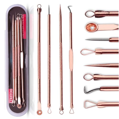 ZTRHYOO Blackhead Remover Pimple Comedone Extractor Tool Best Acne Removal Kit - Treatment for Blemish, Whitehead Popping, Zit Removing for Risk Free Nose Face Skin with Case(Rose, 4 Piece Set)