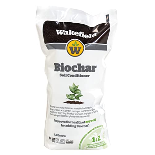 Wakefield Biochar – Premium Garden Soil Conditioner – OMRI-Listed, FSC-Certified, 100% Organic Biochar for Raised Garden Beds, Potting Mix, Lawns, and Vegetable Gardens – 1.5 quarts