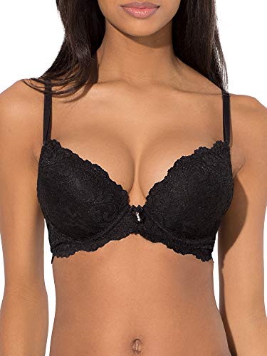 Smart & Sexy Women's Maximum Cleavage Underwire Push Up Bra, Available in Single and 2 Packs, Black Hue, 34C