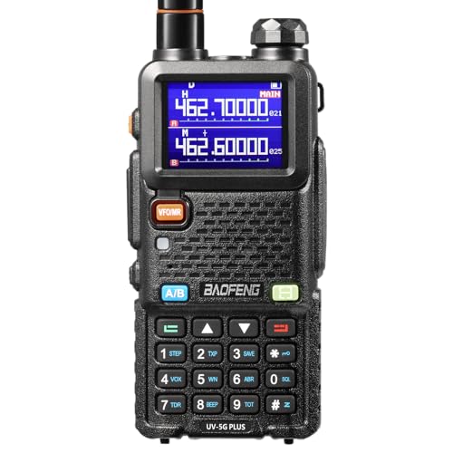 [Chirp Compatible] BAOFENG UV-5G Plus GMRS Handheld Radio, Long Rang Two Way Radio for Adult, 999 Channels, NOAA Receiver & Scanner, with 2500mAh Battery USB-C Port, 1 Pack