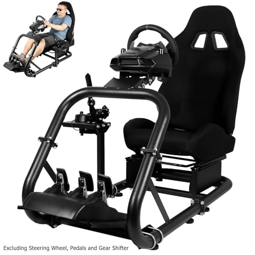 Dardoo Racing Simulator Cockpit Frame with Real Blackseat Fits for Logitech G923 G29 G920, Thrustmaster, Fanatec, Xbox Adjustable Racing Wheel Stand, Not Included Wheel, Pedal and Handbrake