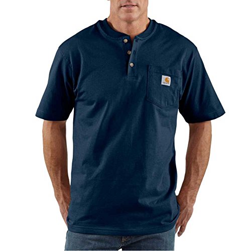 Carhartt mens Loose Fit Heavyweight Short-sleeve Pocket T-shirt (Big & Tall) henley shirts, Navy, 3X-Large Tall US