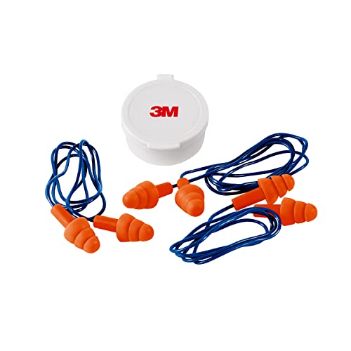 3M Corded Reusable Earplug, 3-Pair with Case, Orange/Blue