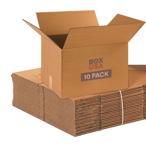 BOX USA Moving Boxes Medium 18'L x 14'W x 12'H 10-Pack | Corrugated Cardboard Box for Shipping, Mailing, Packing, Packaging and Storage 18x14x12