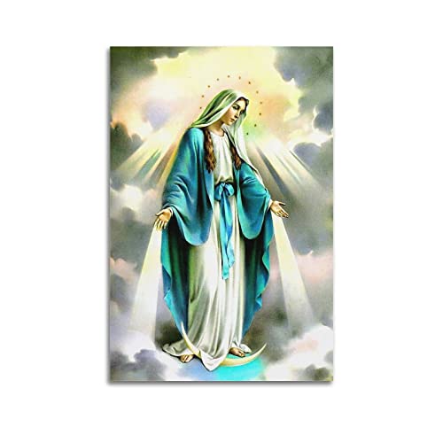Vintage Poster Virgin Mary Oil Painting Religious Art Canvas Painting Poster Poster Decorative Painting Canvas Wall Posters And Art Picture Print Modern Family Bedroom Decor Posters 12x18inch(30x45cm)