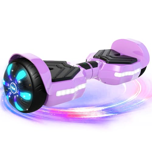 SIMATE Scooter - 6.5' Self Balancing Hoover Board with LED Light-Up Wheels, Bluetooth Speakers and APP, Dual 250W Motors, 8.5 mph Max Speed & 8.5 Miles Max Range