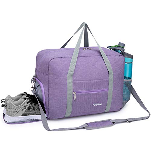 Sports Gym Bag with Wet Pocket & Shoes Compartment, Travel Duffel Bag, Purple Small (16')