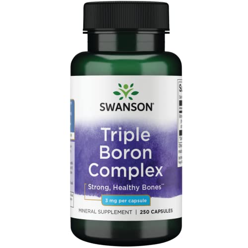 Swanson Triple Boron Complex - Bone Health and Joint Support Mineral Supplement - Citrate, Aspartate, Glycinate (250 Capsules)