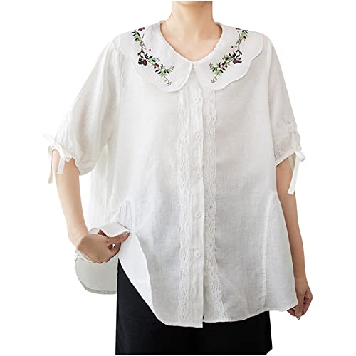 Womens Tops Dressy Casual Short Sleeve Scoop Neck Women Blouses for Work White Cotton T Shirts Loose Fit Summer Clothes Outfits Women Over 50 Everyday My Orders Placed Recently By Me