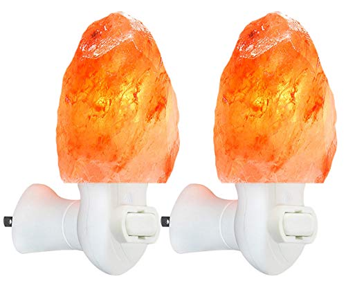 Spantik 2 Pack Himalayan Salt lamp night light Salt Rock Hand Carved Natural Pink Himalayan Salt lamps for bedrooms Night Light plug in Wall Light Bulb for home decor