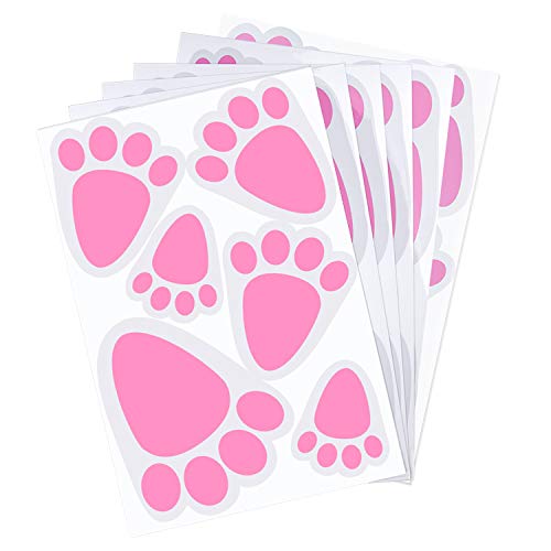 TUPARKA 6 Sheet 36 Pcs Easter Bunny Feet Home Floor Bunny Clings Decals Stickers for Easter Easter Party Game Decorations, Mixed Size