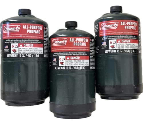 Coleman Propane Replacement Fuel Cylinders 16 oz Camping 3-Pack - Factory Prefilled & Ready to Use